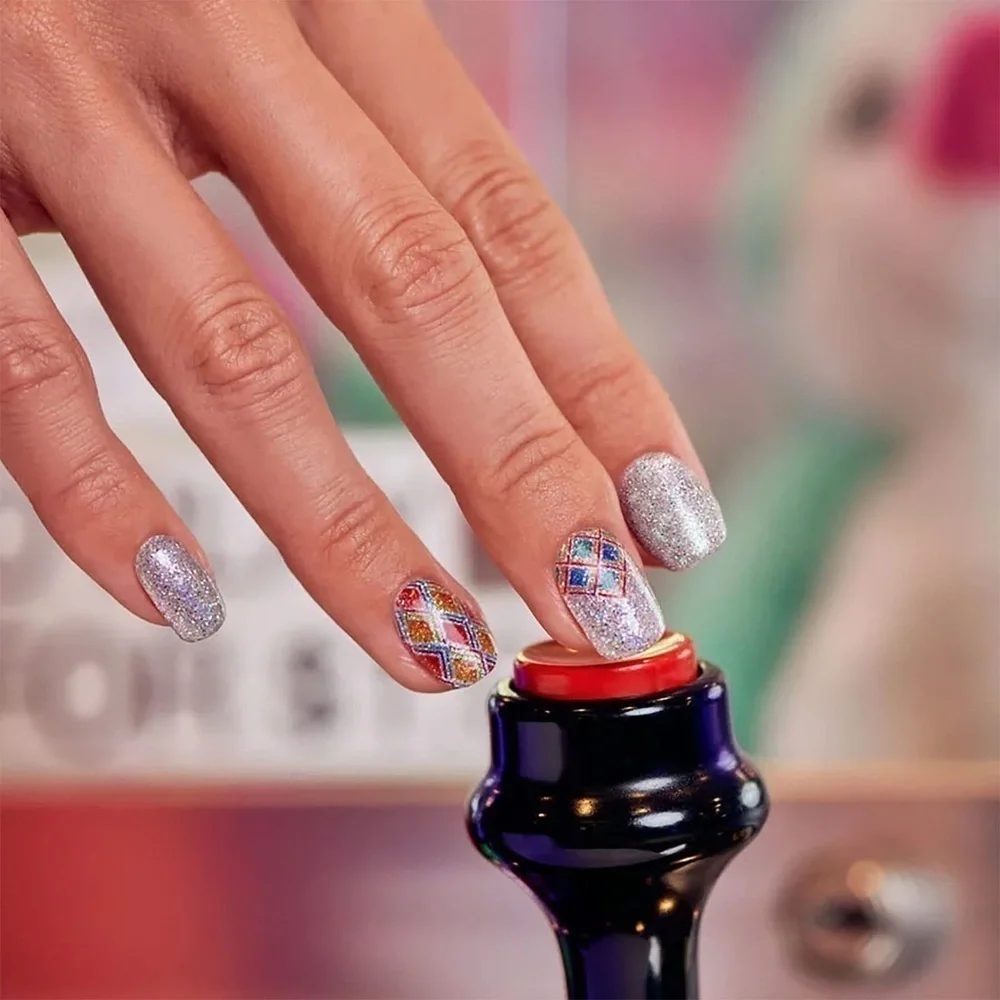 Color Street Pinball Queen Arcade Silver & Holographic Glitter Nail Strips